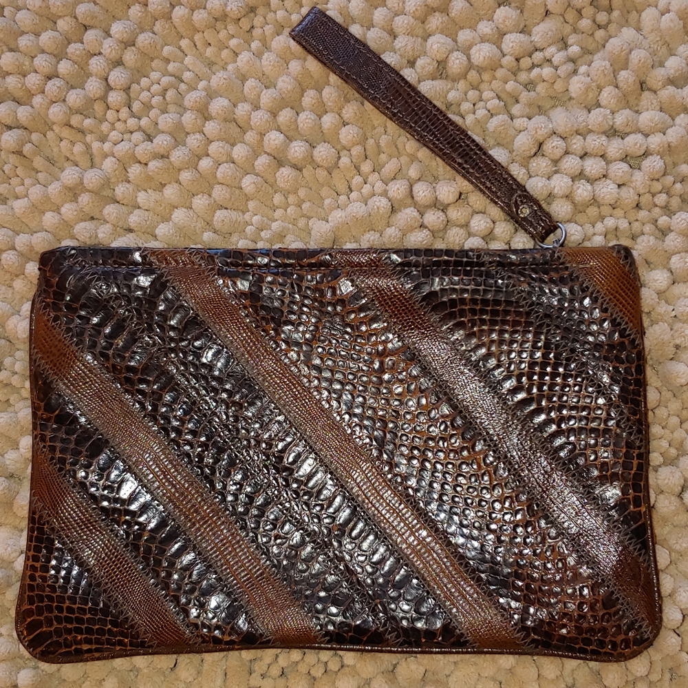 David Mehler for DAME vintage animal skin clutch